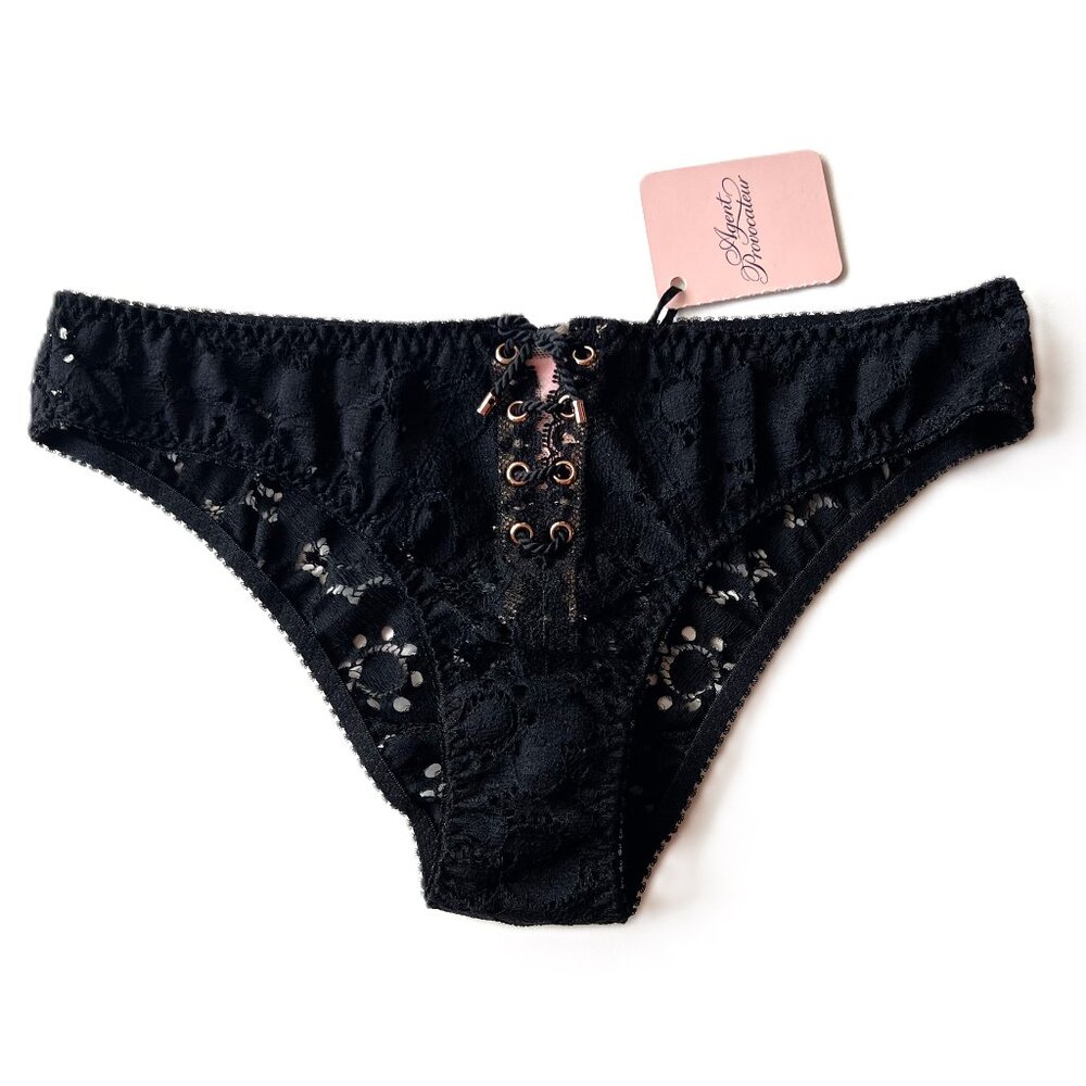 Agent Provocateur DAIZY Brief Black Size 2 Stretch Lace, New with Tag
